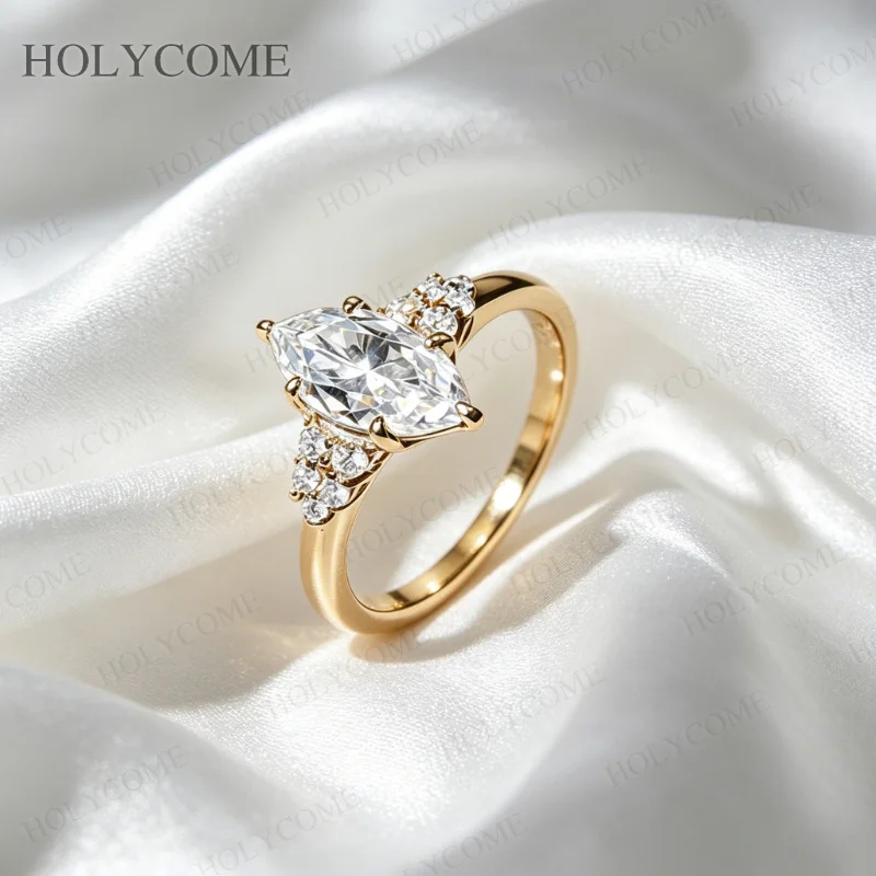 S925 Sterling Silver 1.5CT Marquise Cut Moissanite Ring Couple Wedding Band Unisex Engagement Promise Jewelry for Men Women
