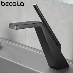 Becola-Robinets d'évier montés sur pont à poignée unique, noir, visage chromé, centre commercial froid et chaud pour HOCrane F/05