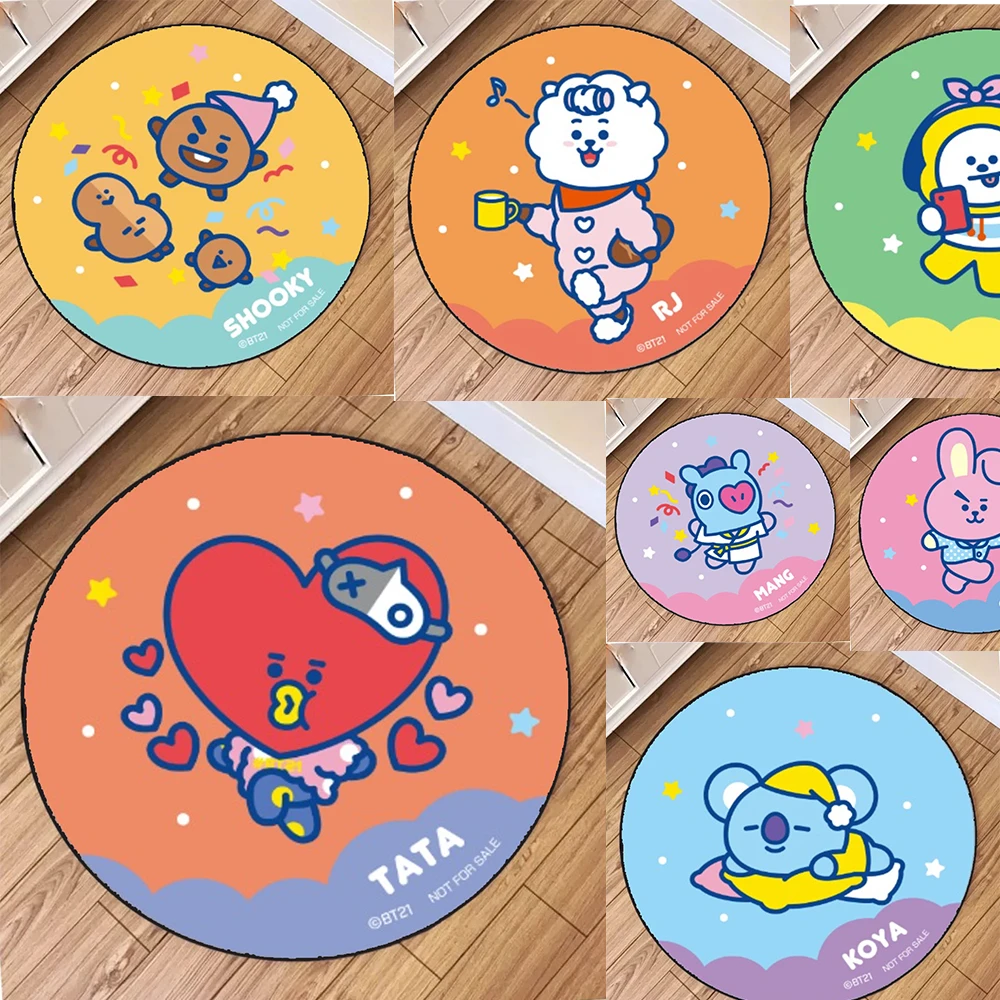 

Cute cartoon character living room round carpet bedroom bedside soft Rugs bathroom entrance non-slip door mat home decor Rugs