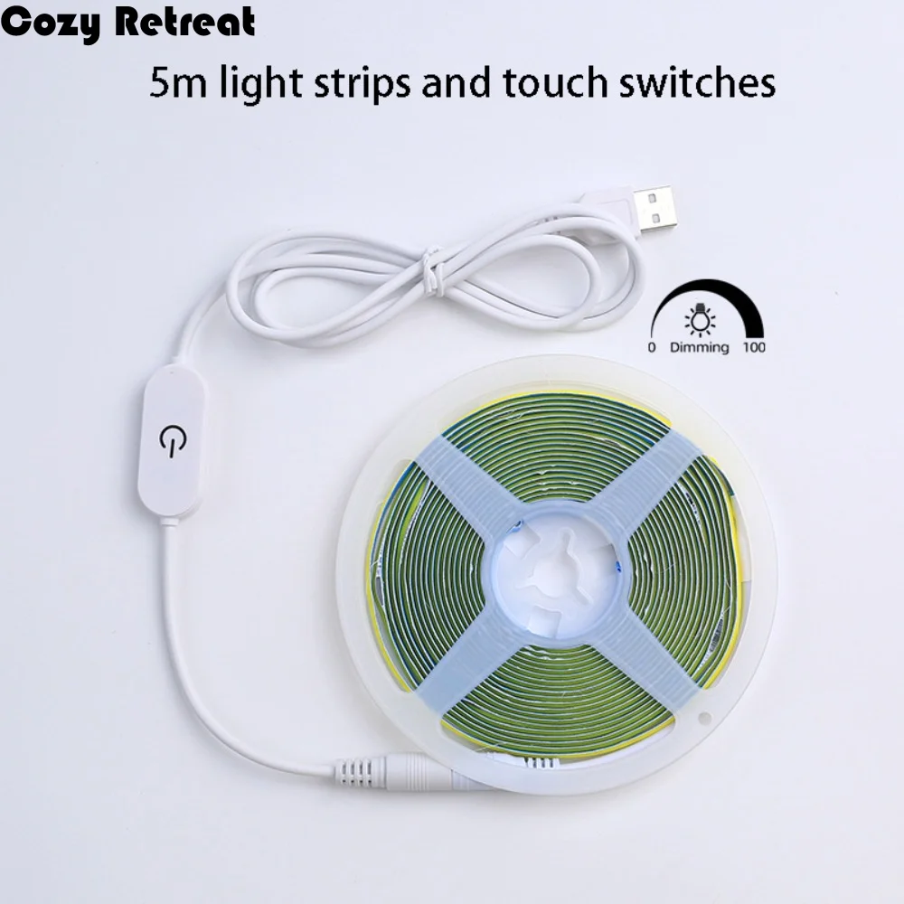 

Светодиодная лента 5В для подсветки под шкафы, с регулируемой яркостью, гибкая, на светодиодах 2835, питание от USB, умный диммер, для кухни и гардероба