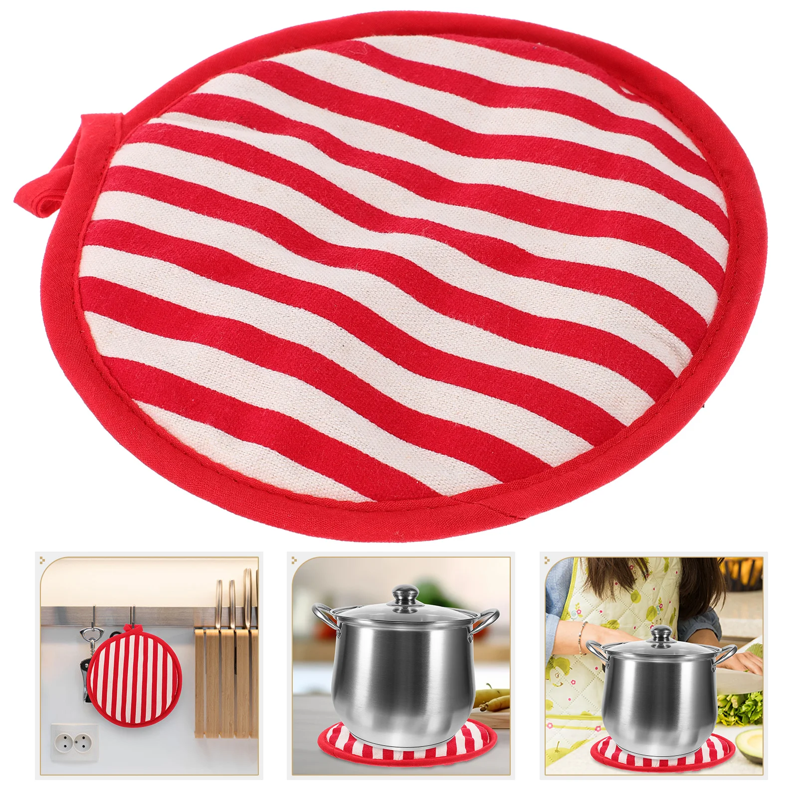 

Round Cotton Insulated Pot Holder Oven Pad Kitchen Tableware Heat Resistant Dish Coaster Rustic Style Decorative Countertop