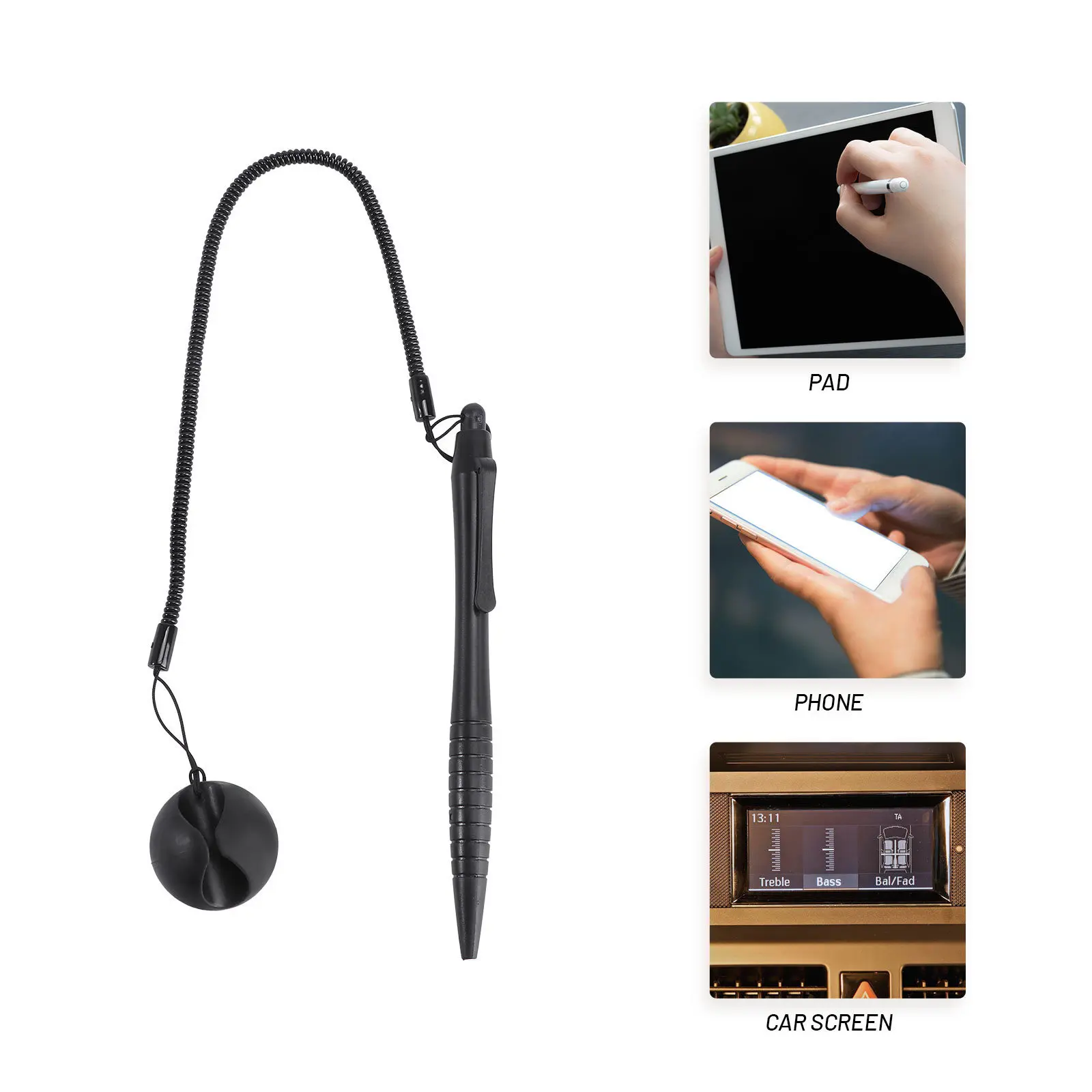 Touch Screen Stylus Pen Black Premium Material Fine Point Smooth Writing Compatible with Tablets Smartphones High Precision