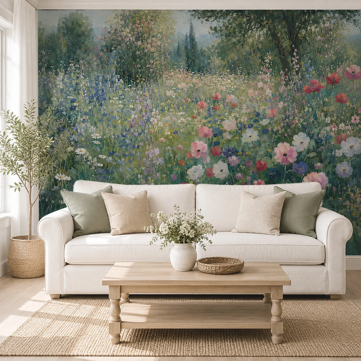 Custom Wildflower Meadow Wallpaper Mural Floral Garden Landscape Living Room Wall Decor Non Self Adhesive Requires Glue