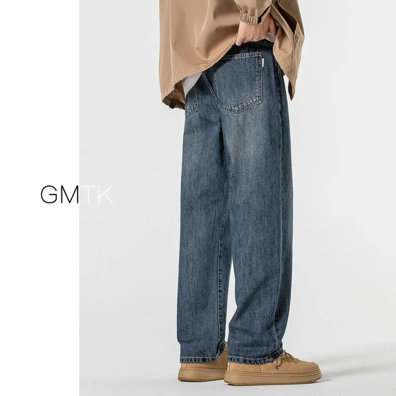 

Мужские джинсы на флисовой подкладке для осени и зимы, широкие, свободного кроя, прямые, в стиле ретро, американские, повседневные брюки с эффектом потертости