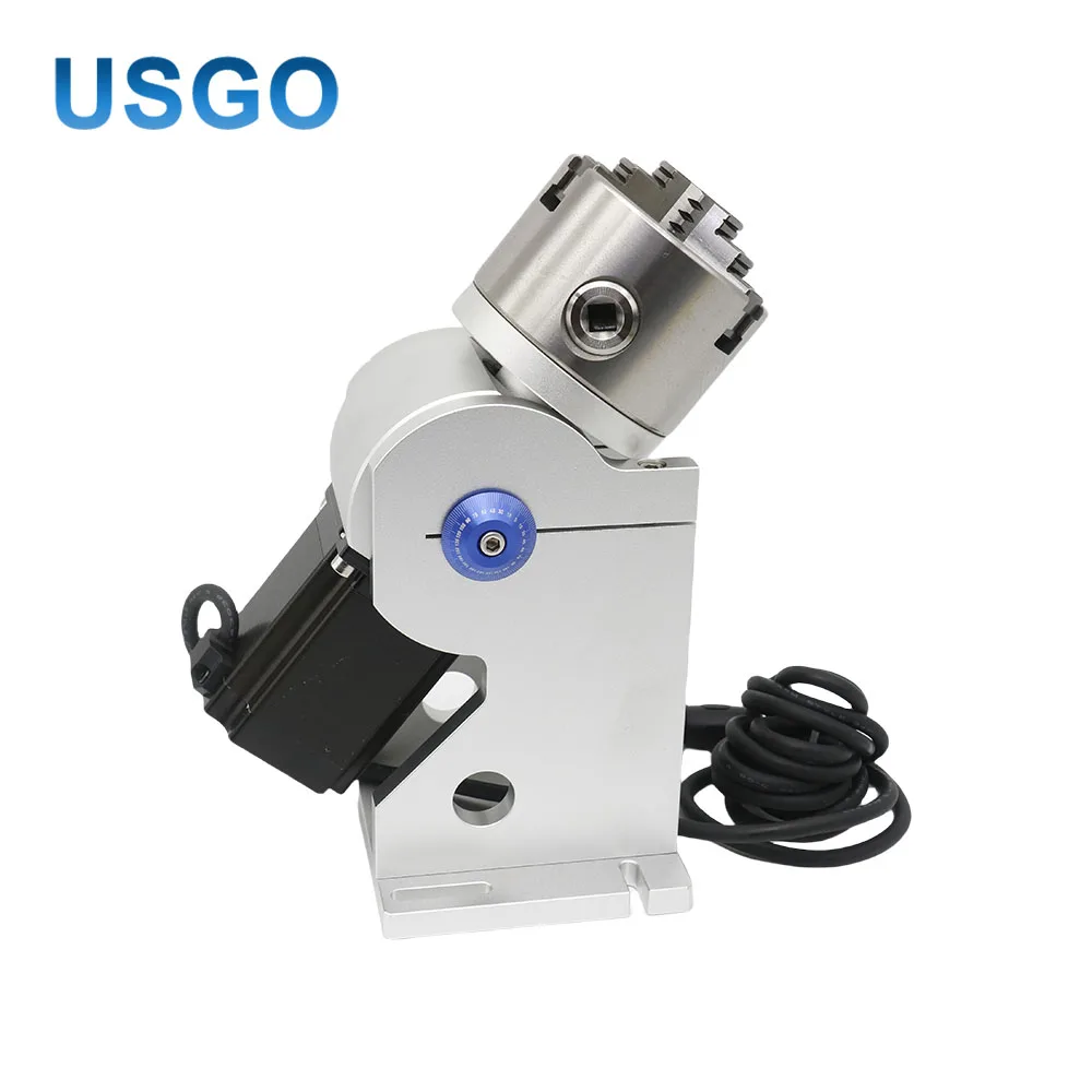 USGO D80 Rotary Table Chuck Fixture Rotation Worktable Axis for Fiber Laser Marking Machine & Laser Welding Head Workbench