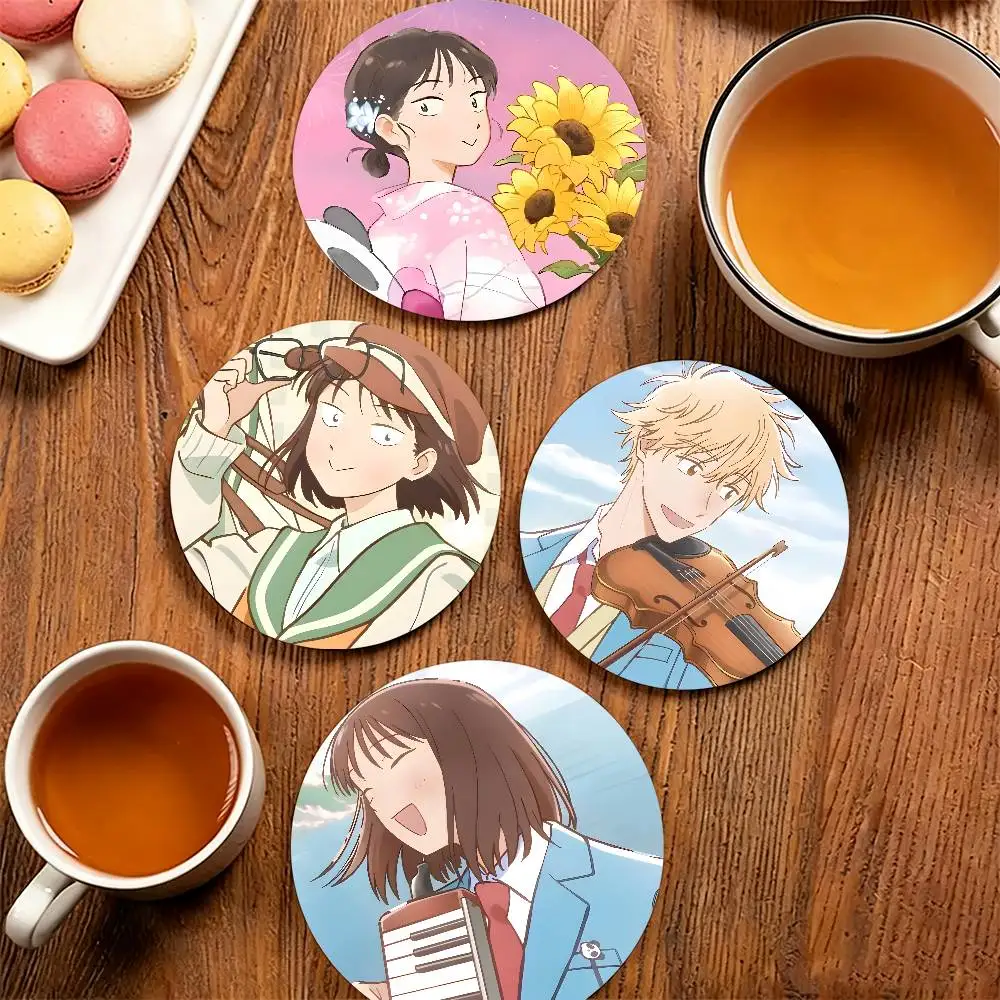 MitsuShima S-Skip and Loafer Wooden Cup Mat Cappuccino Vodka Juice Water Coaster for Flower Shop