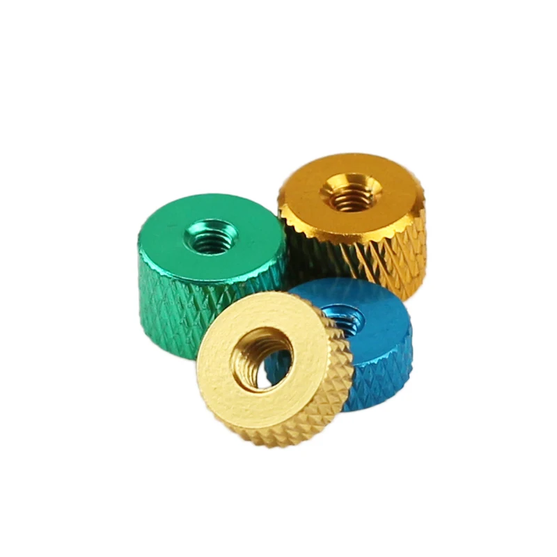 M3 M4 Round Nut Aluminum Alloy Knurled Step Nut With Collar Thumb Nuts Black/Red/AluminiumOriginal/Golden/Purple/Green/Blue 1PCS