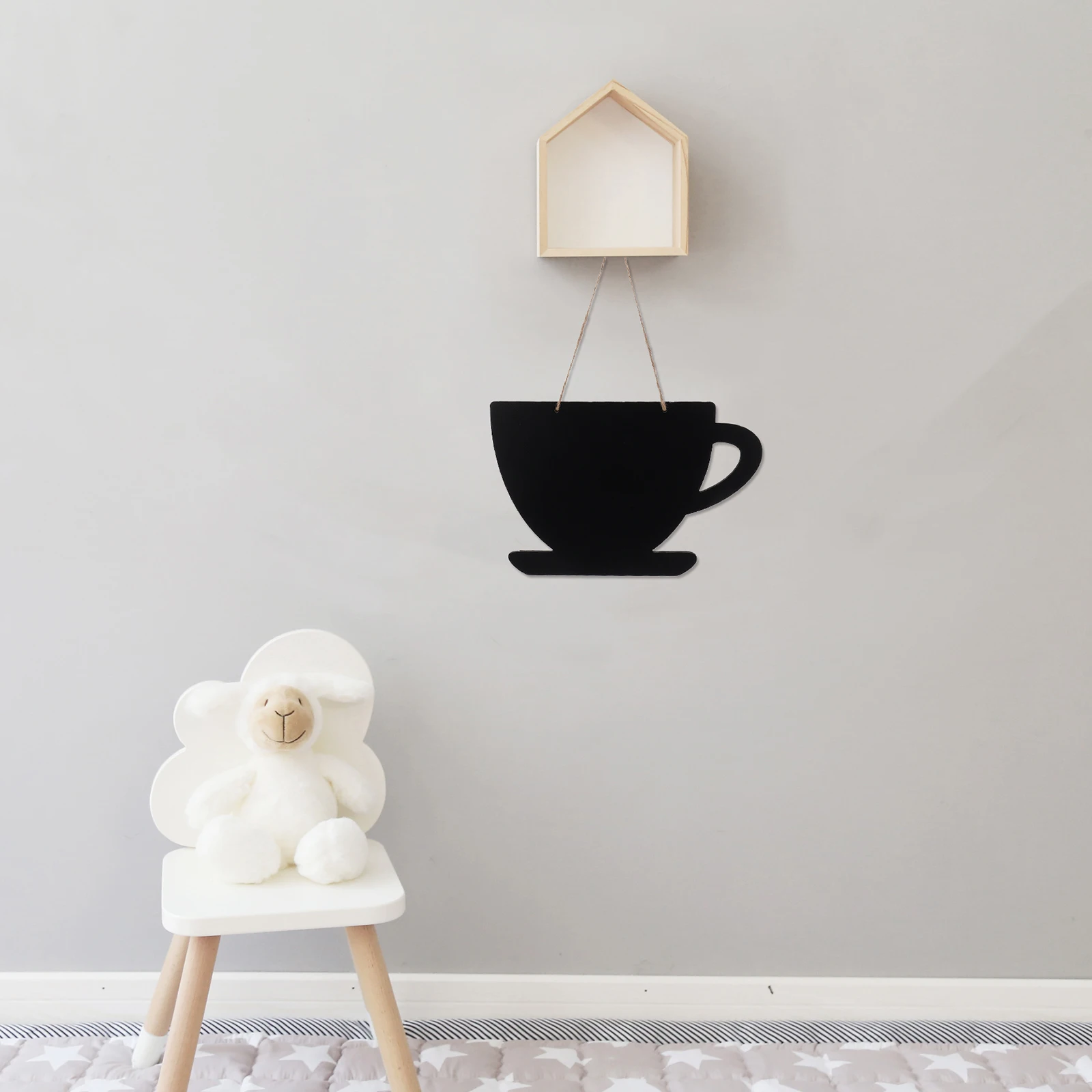 

2PCS Hanging Message Boards Wooden Chalkboards for Cafe Restaurant Wall Door Window Decorative Notice Display Boards