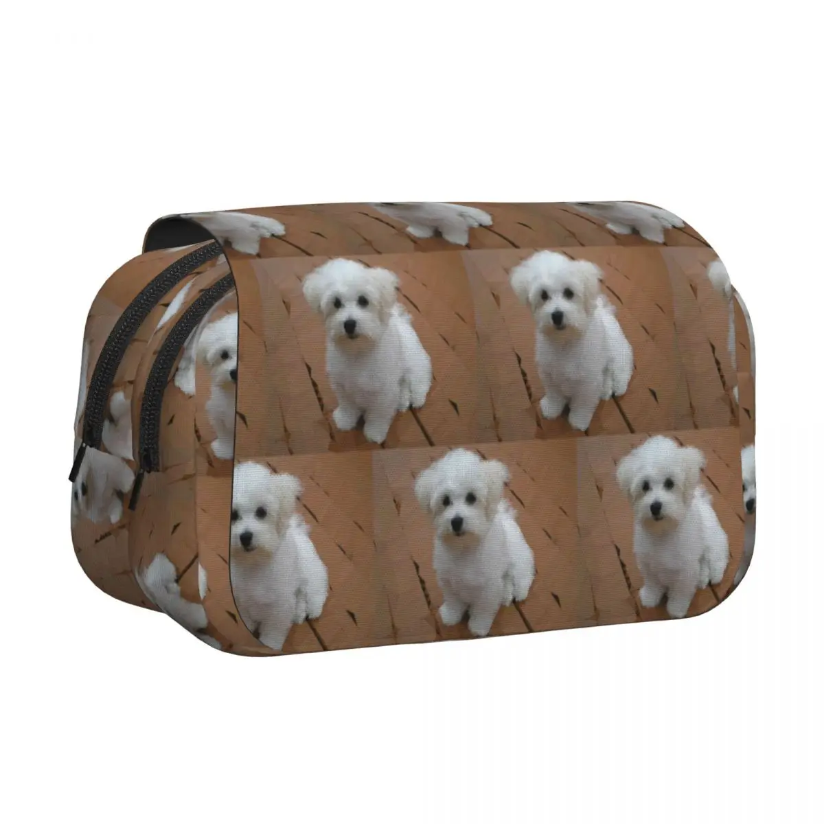 Maltese Puppy Low Poly Pencil Case Pen Holder Hard Shell Leather Large Storage Pen Box Pencil Bag for Kids Gifts
