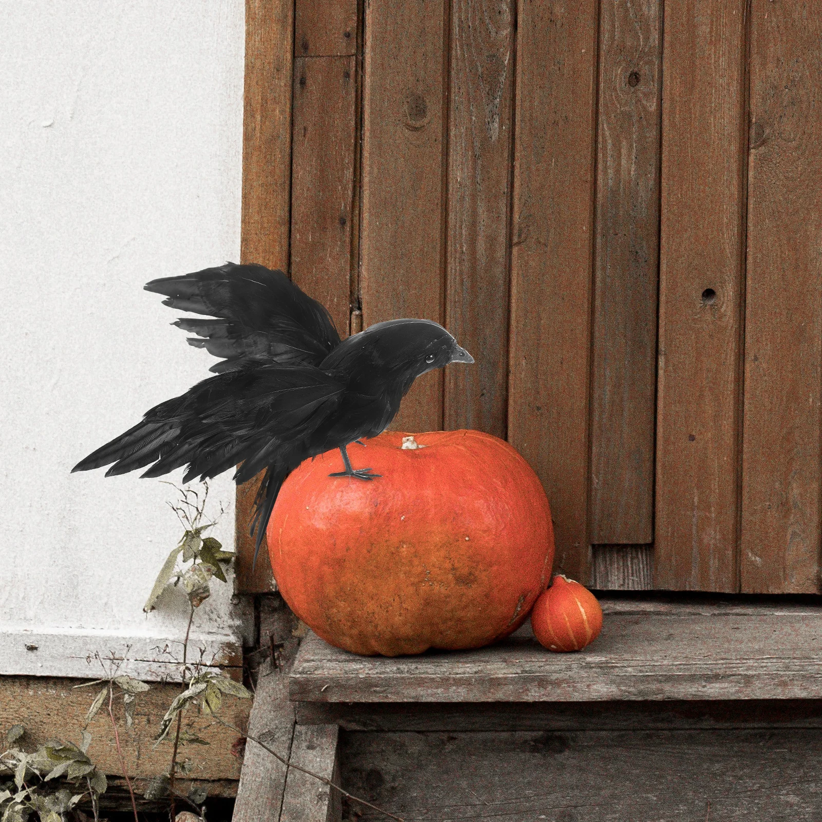 

Small Wood Crow Halloween Decor Realistic Simulation Ornament For Haunted House Party Supplies Garden Statue