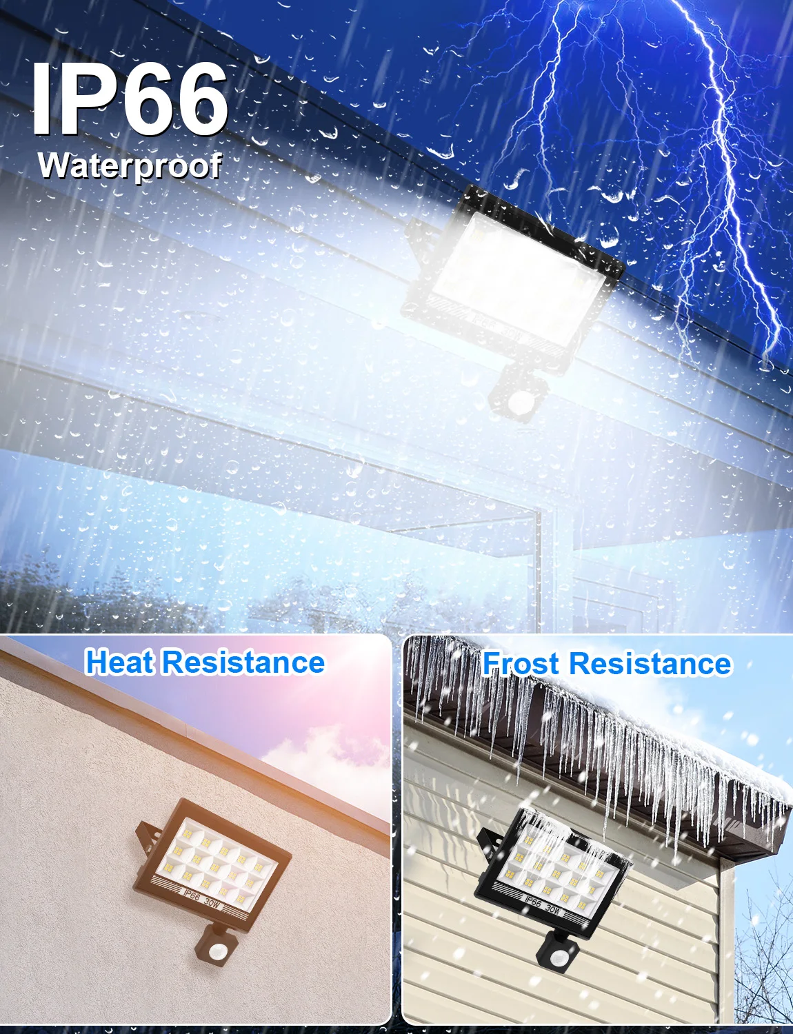30W/60W/100W LED PIR Motion Sensor Floodlight Outdoor Wall Light IP66 Waterproof LED Spotlight For Garden Outdoor Street Light