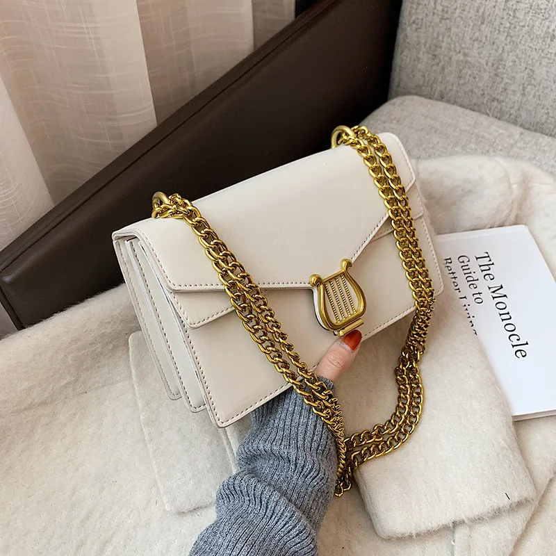 new arrivals retro classic design chain shoulder bag for women 2024 OL style retro queen square PU patchwork crossbody bag