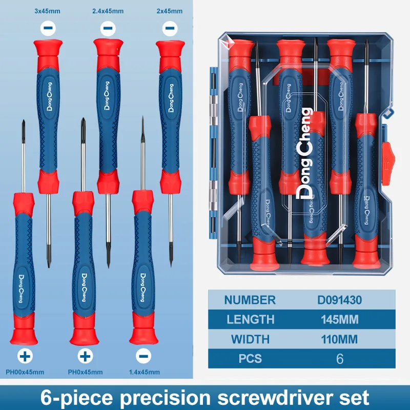 6Pcs Precision Screwdriver Set CR-V Steel TPR Soft Grip PP ABS Handle Clear Case Visible Storage Portable Repair Tool Kit