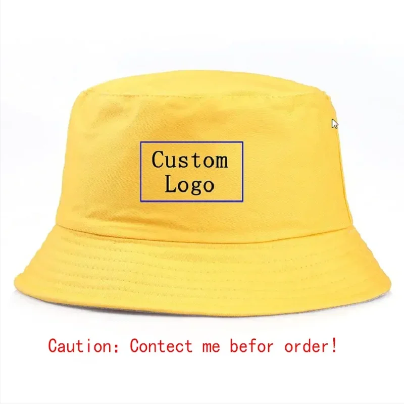 Wholesale Customized Logo Printed Bucket Hat For Women Cotton Men Outdoor Sun Protection Hip Hop Caps Fisherman Hat Gorros Bob