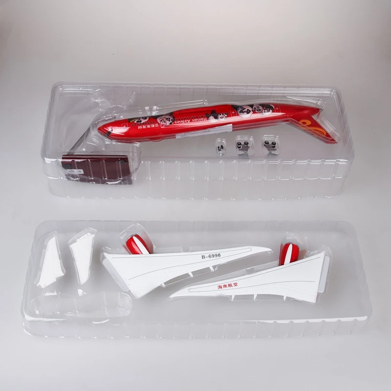 43cm Resin Aircraft B787 Hainan Airlines Panda Plane 1:130 Scale Die-Cast Model W Lights & Wheels Collection Home Display Gifts
