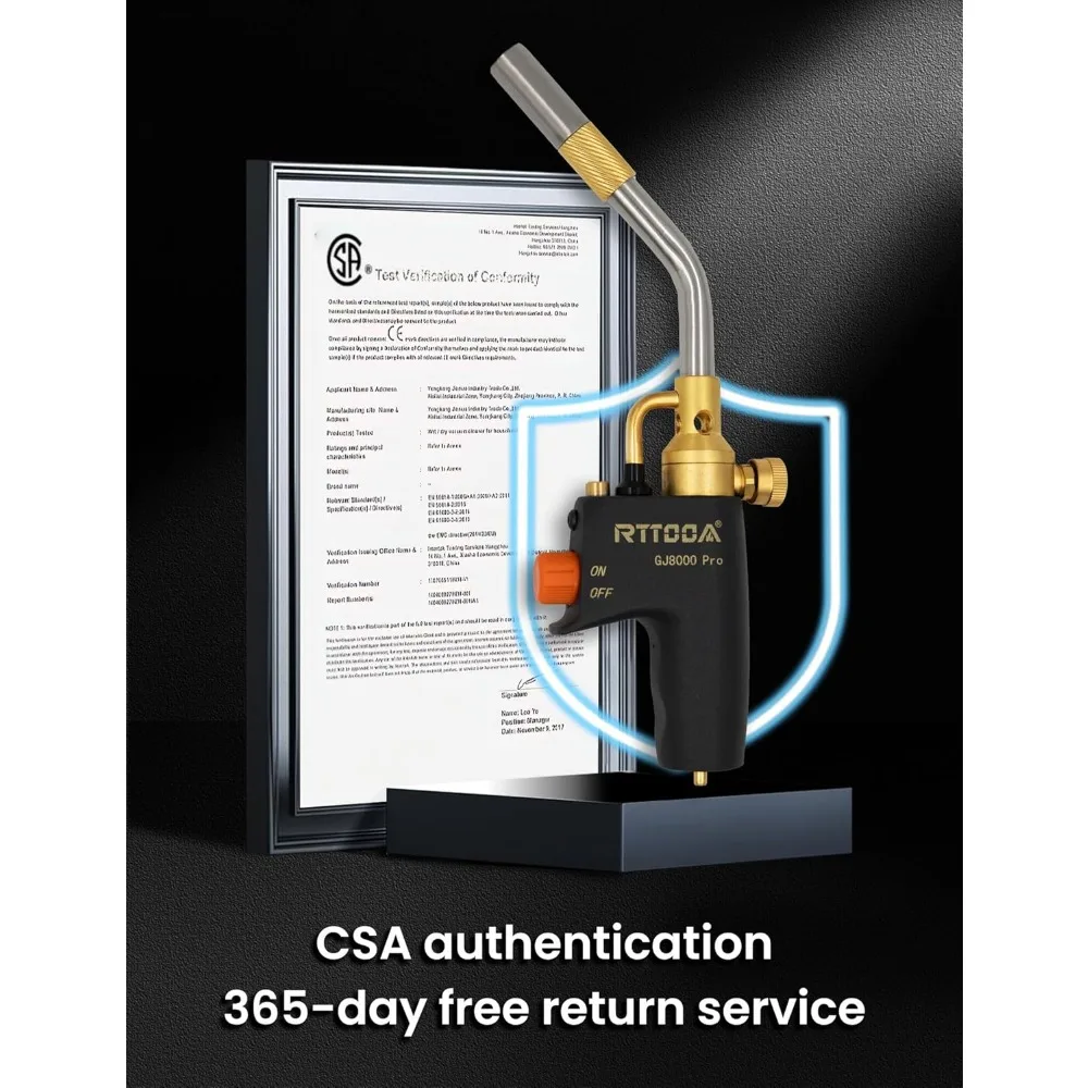 Testa della torcia a propano ad alta intensità con avviamento a grilletto, fiamma a matita per saldatura, saldatura e cottura - Certificato CSA