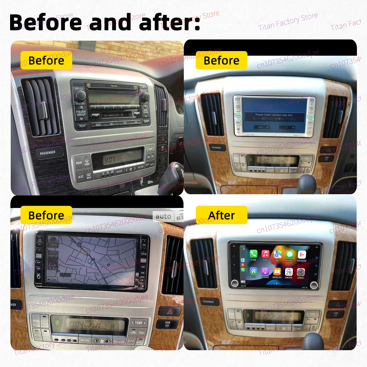 7 "شاشة أندرويد سيارة الوسائط المتعددة 2Din راديو لتويوتا ألارد 2005-2008 اللاسلكية Carplay أندرويد السيارات رئيس وحدة ستيريو لتحديد المواقع واي فاي