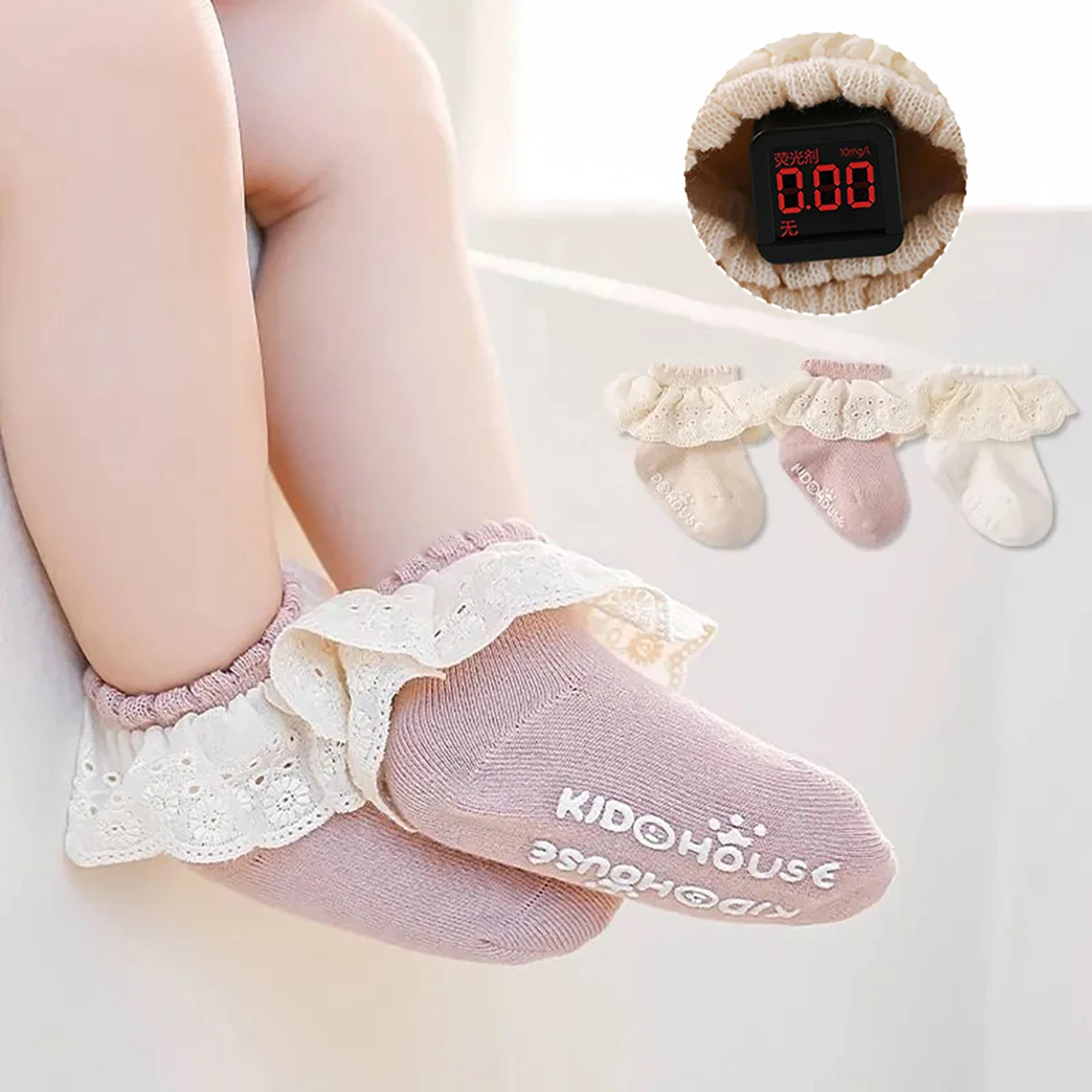 Spring Autumn Lace Ruffle Princess Socks for Baby Girl Korean Newborn Soft Cotton Short Socks Kids Anti-Slip Floor Socks