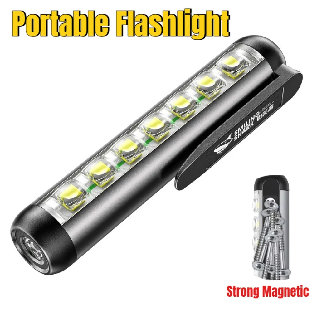 Strong Light Car Repair Work Light Portable Magnetic Side Light Flashlight LED Vehicle Inspection Lamp Emergency Tool Light