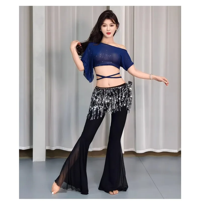 costume di danza del ventre personalizzato latino sexy diviso svasato pantaloni da esercizio dimagranti pantaloni da ballo per spettacoli di danza orientale