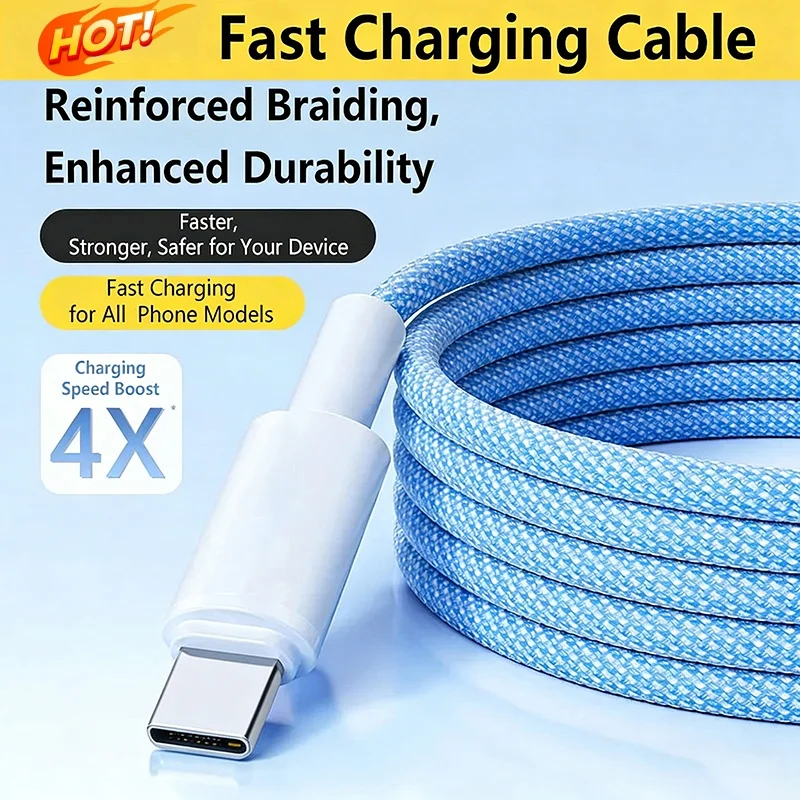New PD 60W USB C to C Fast Charge Data Cable 1/2/3M Black White Cord For iPhone 17 Pro Huawei Samsung Xiaomi Mobile Phones