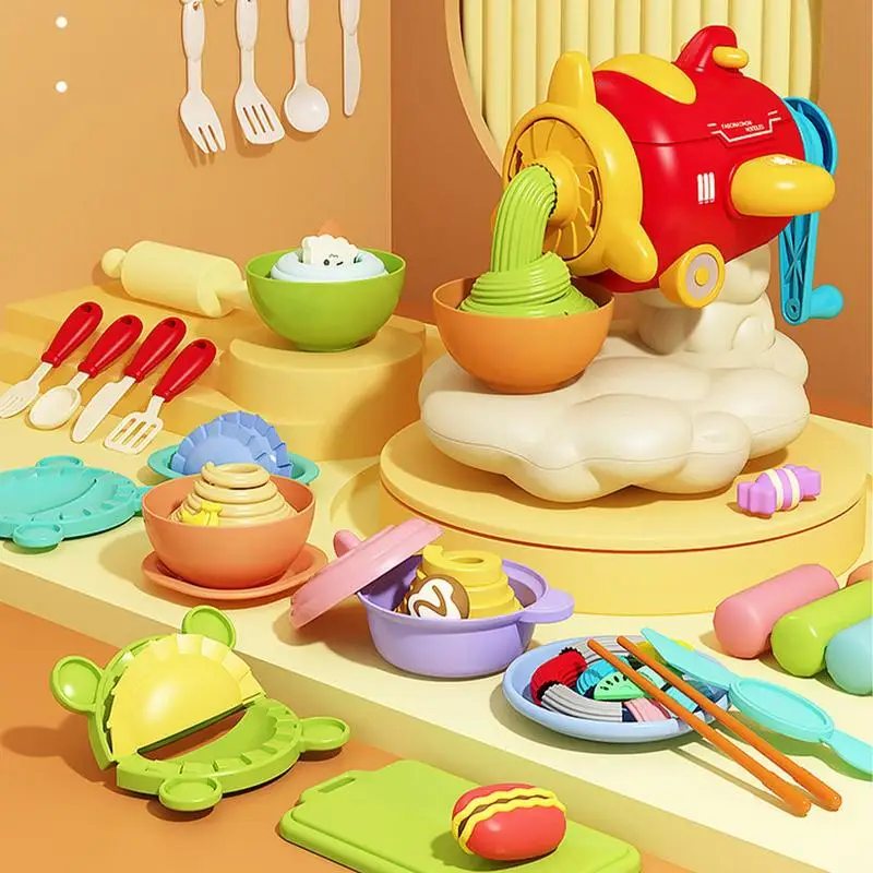 

Игровой набор глины, 27 шт., игровая машинка для лапши, искусственный кухонный комплект для ролевых игр, подарок для детей, глина для моделирования, Набор пластилина