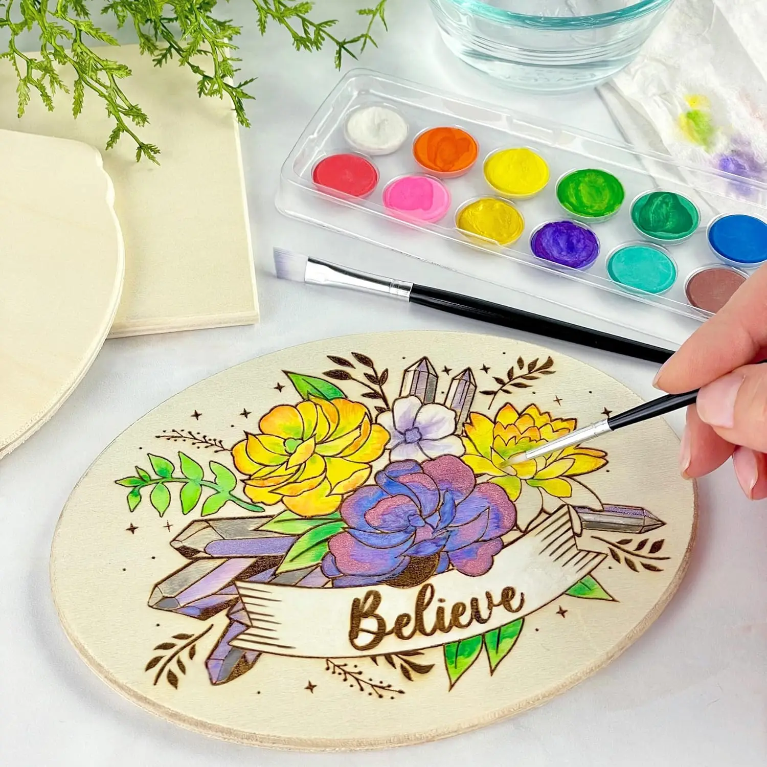 مجموعة حرق الخشب للمبتدئين مع قلم، استنسل، دهانات وأدوات للمشروعات الفنية DIY - 48 قطعة