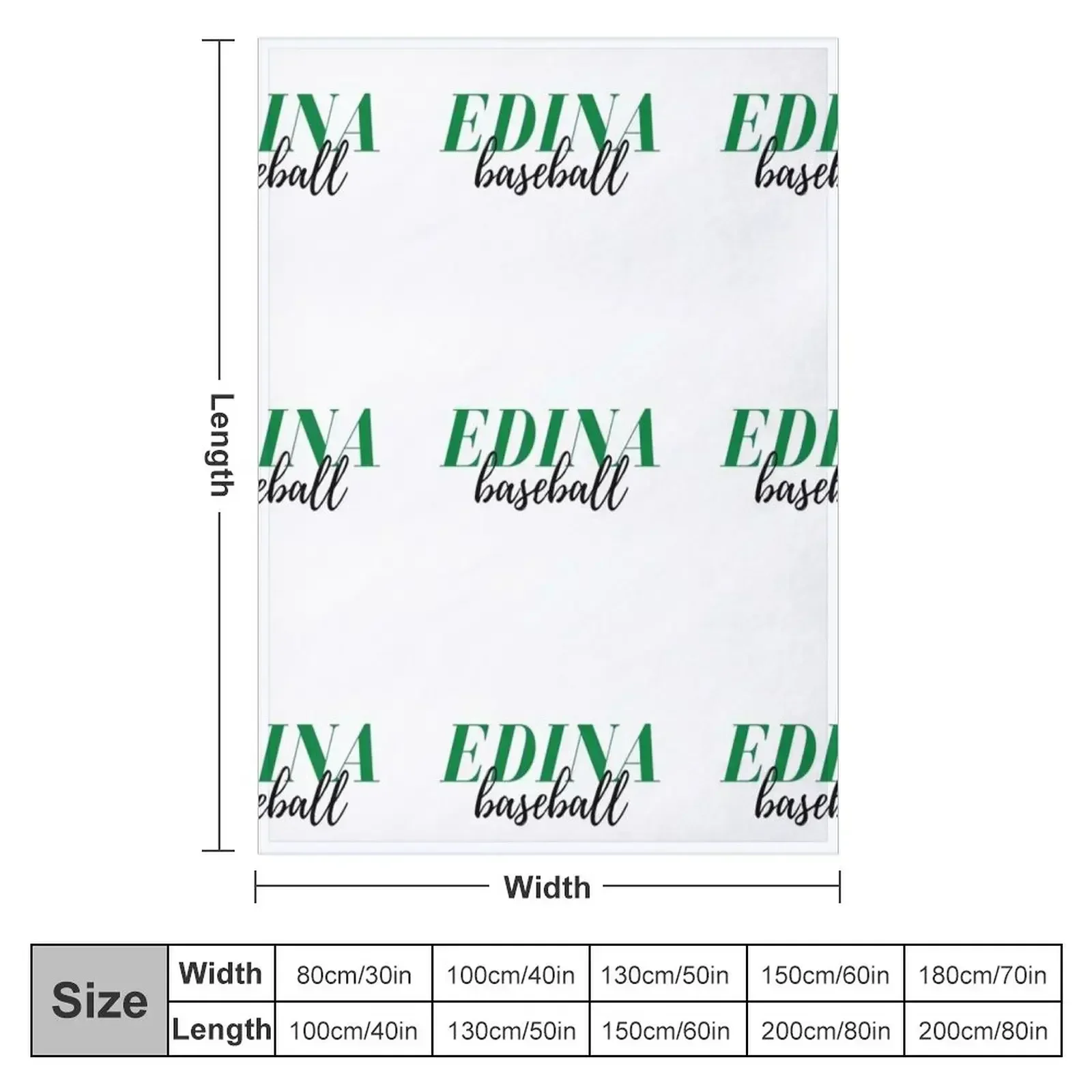 EDINA Baseball Green & Black Text Graphic Throw Blanket Soft Big Flannel Sleeping Bag Decorative Sofa Furrys Heavy Blankets