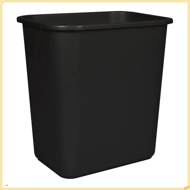 

6-Pack Black Small Trash Cans 15" Office Deskside Bathroom Wastebasket Bin