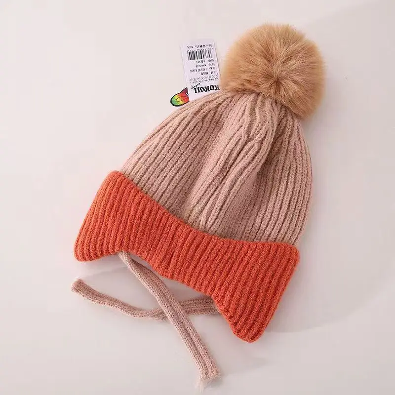 Autumn Winter Children\'s Knitted Hats Boys And Girls Wool Thickened Warm Ear Caps Cycling Cold Face Cap Toddler Kids Beanies Hat