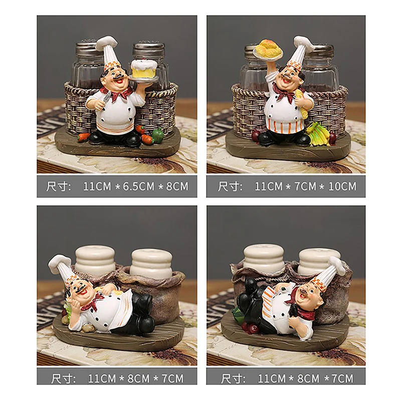 Kitchen Chef Cook Pepper Condiment Bottle Model Statue Miniature Figurine Gifts Crafts Resin Home Decoration Accessories