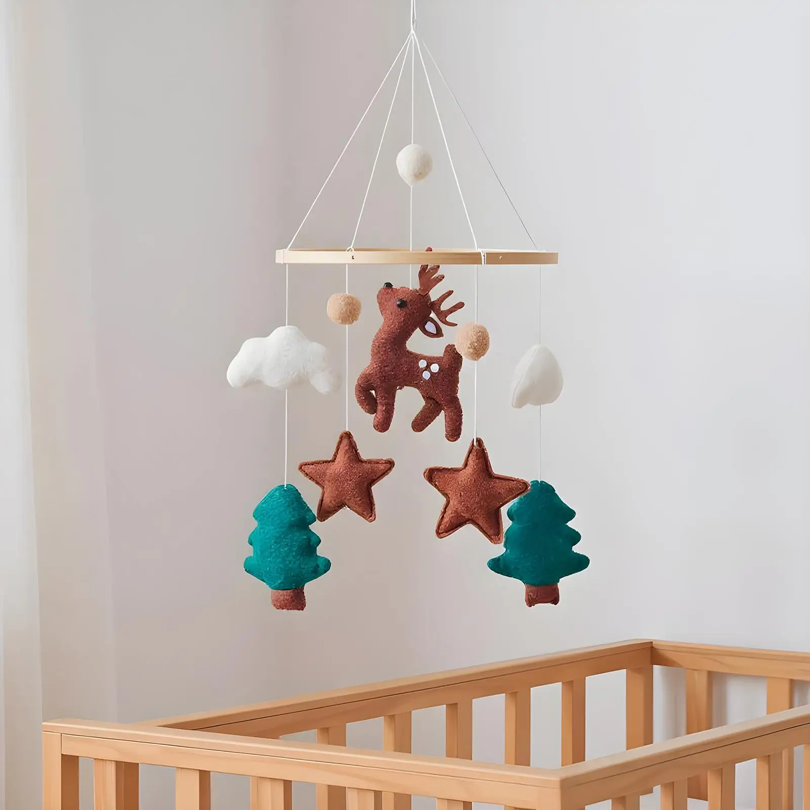 Baby Crib Mobile Rattle Toy For 0-12 Months CartoonBassinet Deer Animal Bed Bell Hanging Sensory Toys Mobile Newbaby Rattle Toy