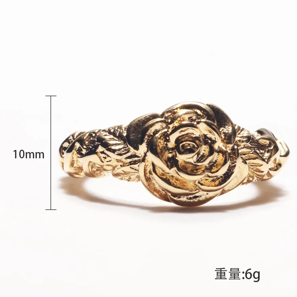 CHUANGCHENG Fashion Personality Rose Women\'s Stainless Steel Rings Size 6-13