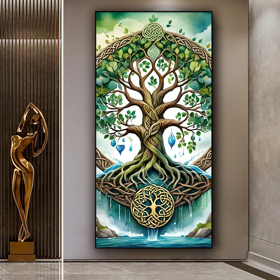 Árbol de la vida 5d diy pintura de diamante nuevo 2024 cuadrado completo diamante redondo arte mosaico mitología Yggdrasil imagen decoración de gran tamaño