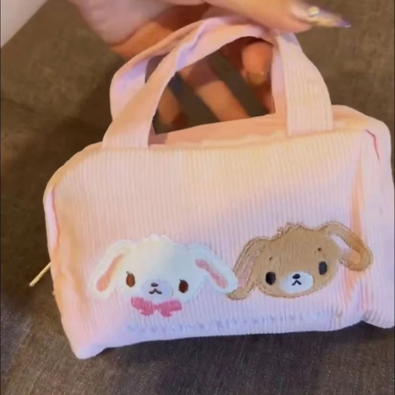 

Sanrio Dessert Rabbit аниме милая периферия для девочек ручная косметичка большой емкости на молнии на открытом воздухе портативная сумка для хранения туалетных принадлежностей