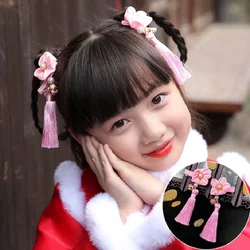 Girls Hair Clips Accessories Clip Tassel Kimono Pink Red Blue Flower Hairpin Headdress Chinese Barrettes Japanese Hairpins