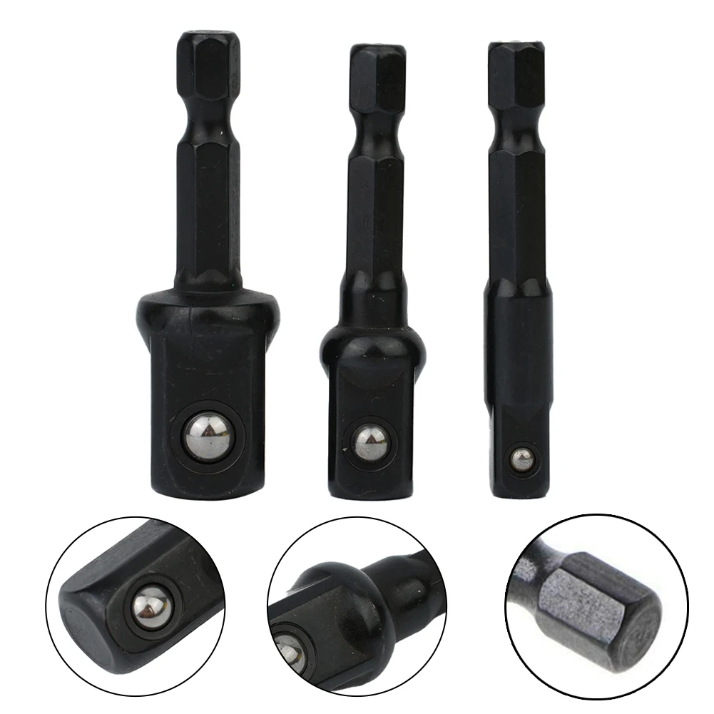 3pc  Socket Adapter 1/4 3/8 1/2Inch Nut Driver Sockets Hex Shank Extension For Hand Tools  Wrenches Accessory In Stock