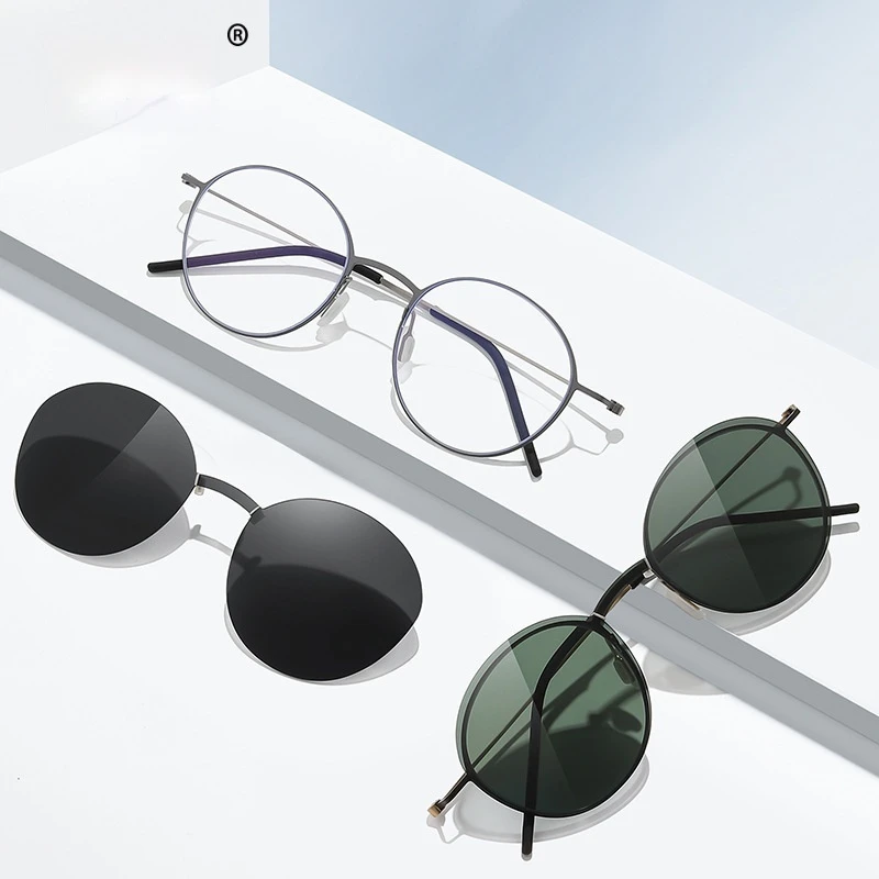 COHK New Style Magnet Clip On Glasses Frame Trend Polarized Sunglasses For Women 2024 Brand Design Optical Computer Eyeglasses