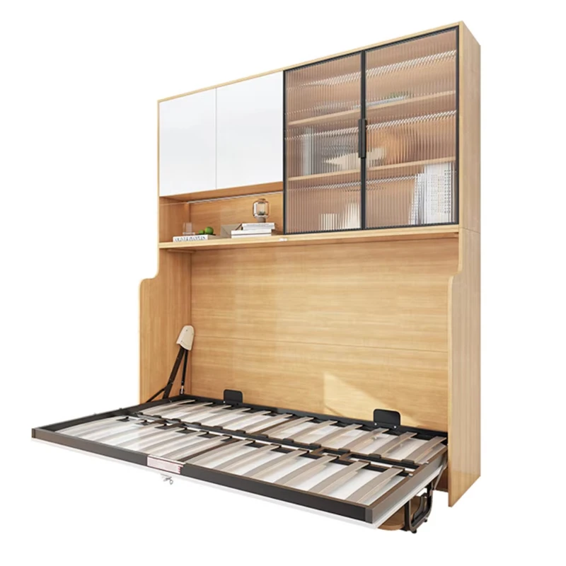 Modern Design  Horizontal Flip with Desk Folding Bed with Hidden Storage Multifunctional  Invisible Murphy Wall Bed