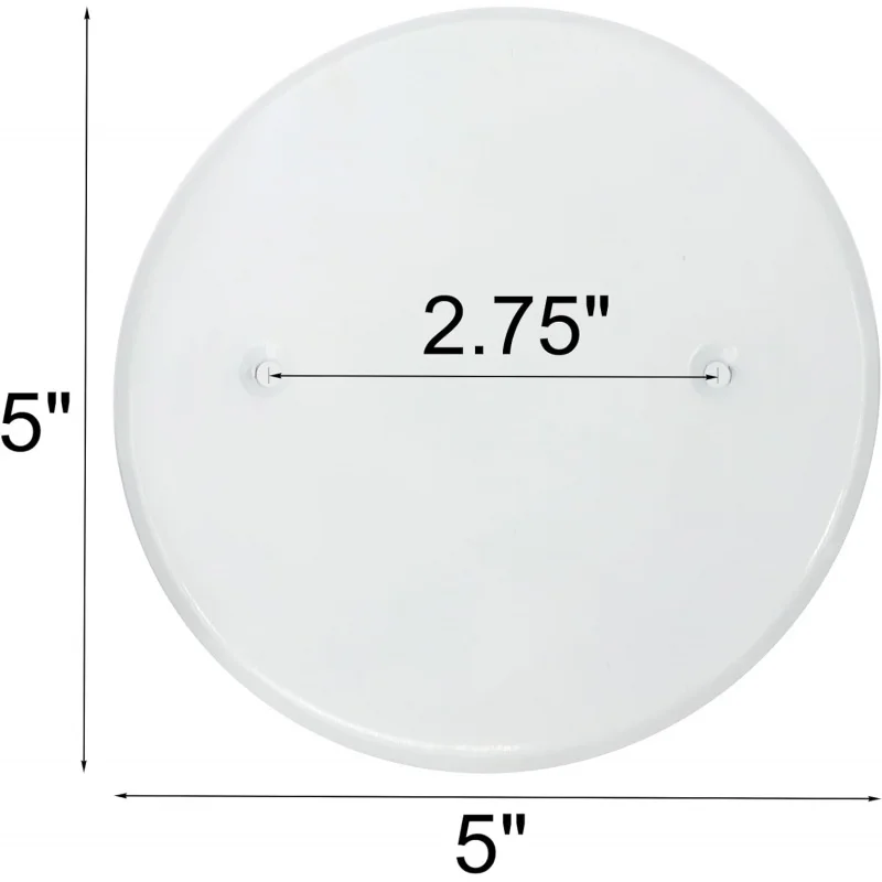 غطاء سقف معدني أبيض مقاس 5 بوصة، ثقوب متباعدة 2.75 بوصة، غطاء 3-1/2 بوصة فتحات صندوق مستديرة/مؤمن في السقف #2