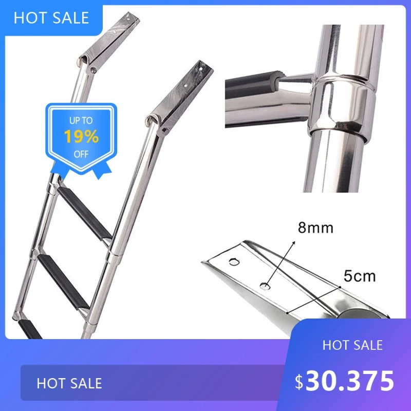 

725Выдвижная морская лодочная лестница из нержавеющей стали, 3/4-ступенчатая телескопическая конструкция для доступа к яхту и бассейна