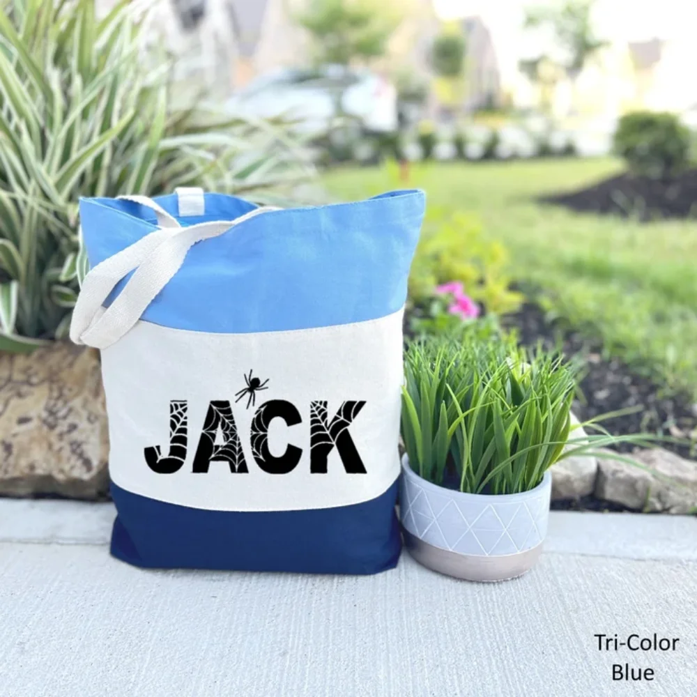 حقيبة الهالوين الشخصية، حقيبة علاج الاسم المخصص، هدايا شخصية، حقيبة حمل قماشية، هدية لحقيبة الهالوين، هدية الهالوين