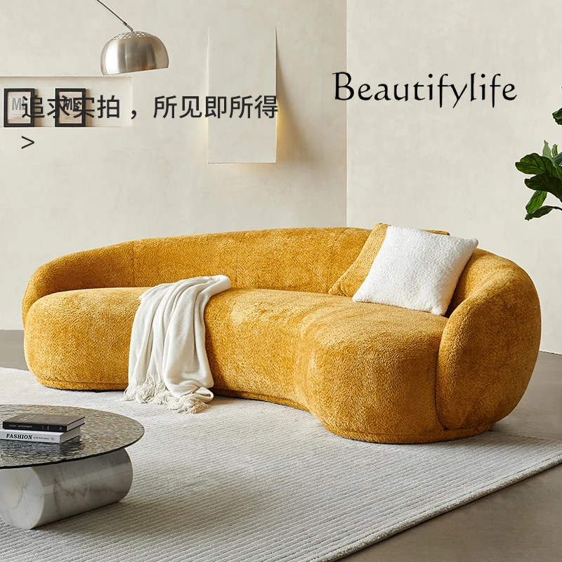 

Sofa curved cashew sofa light luxury high-end living room special-shaped chenille fabric moon sofa