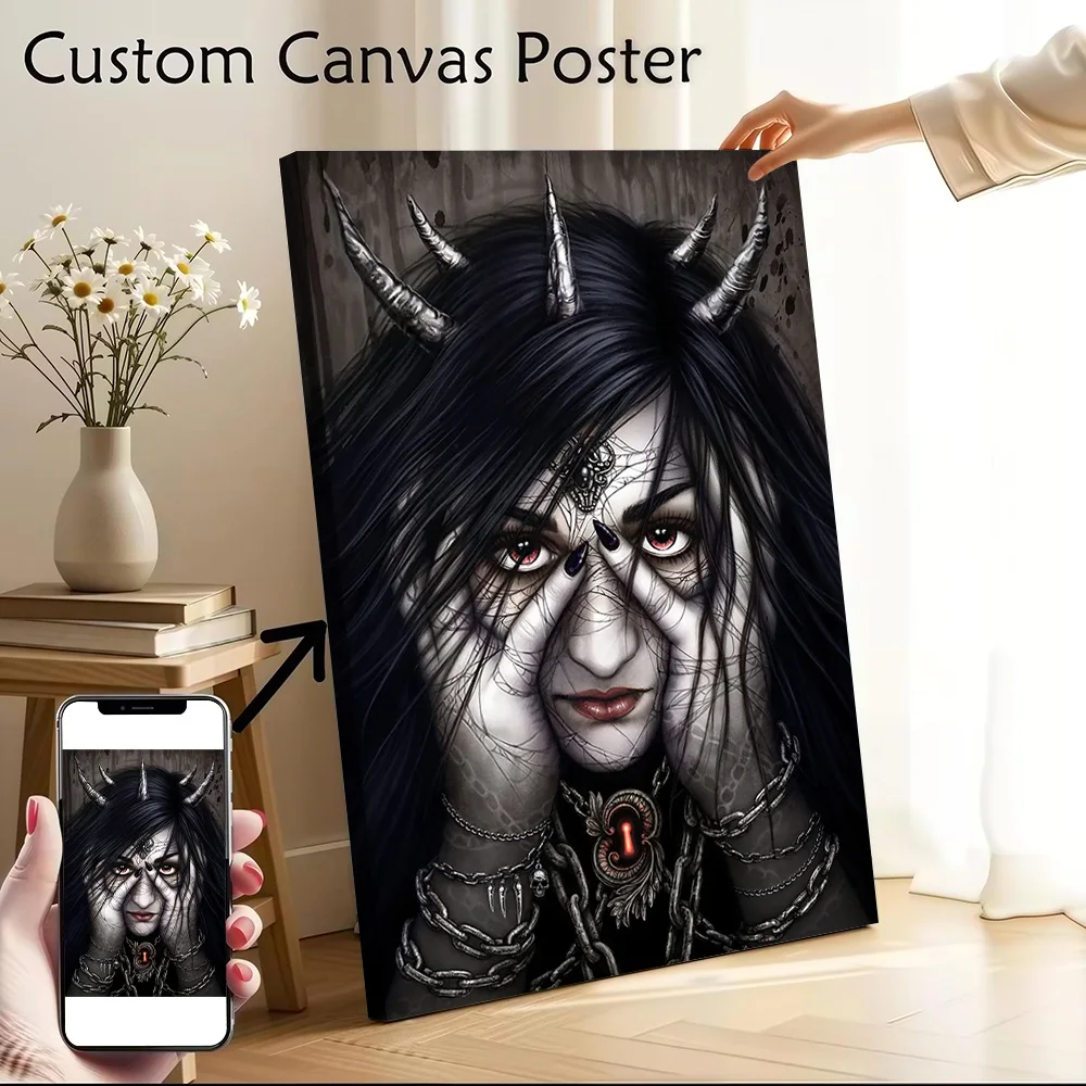 Black Demon in Chains Canvas Poster Wall Art Customizable High Quality Printed Picture for Modern Home Decoration Ornaments Room
