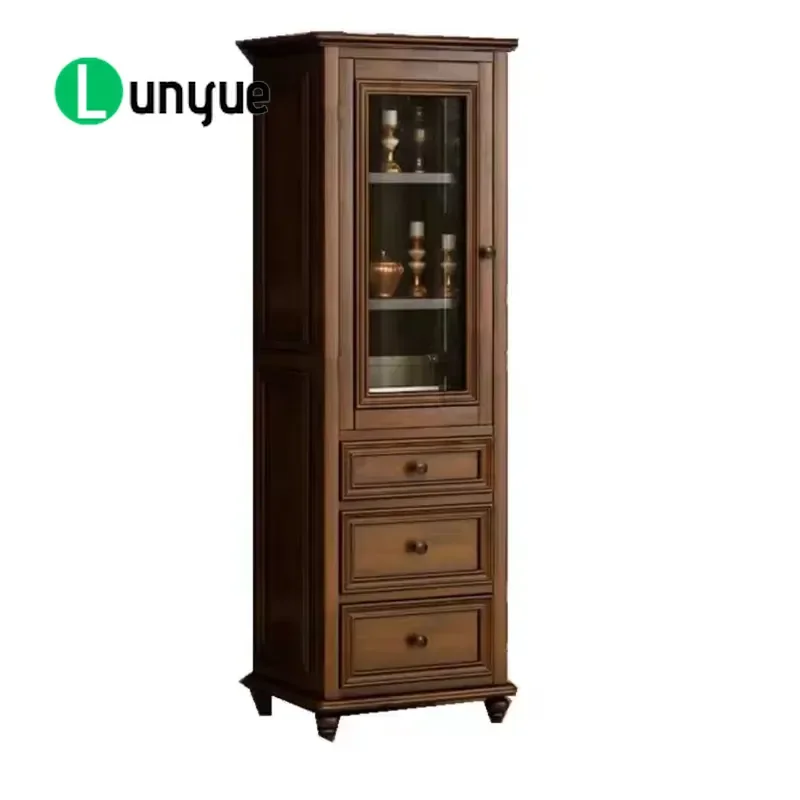 Modern American Country Wood Wine Cabinet Flat Panel Door Eco-friendly Living Room Furniture Storage Display Rack