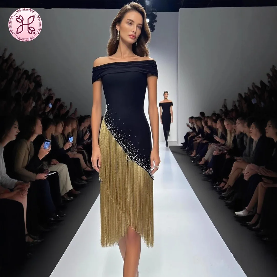 فستان فاخر بدون حمالات - فستان قصير شبكي شفاف (ثوب حفلة ضيق مطرز للنساء) #1