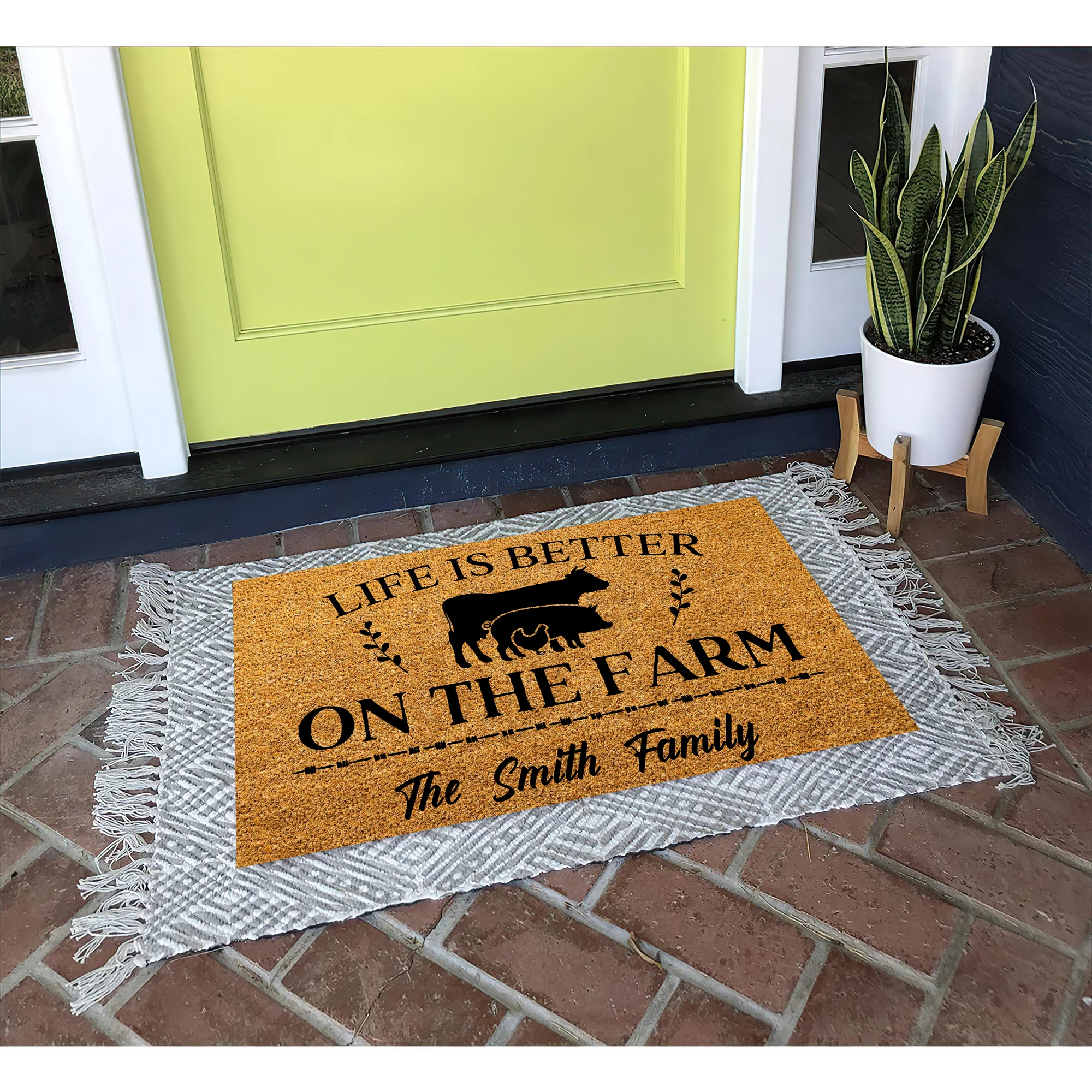 Life Is Better On The Farm Doormat Personalized Custom Family Welcome Mat Rubber Non Slip Floor Mats Home Decor Accessory