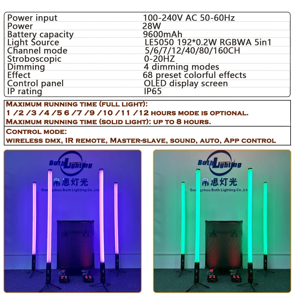 Gold Seller Both Lighting Wireless Pixel Tube Battery Wireless DMX 360 Led for Wedding DJ Stage Light Event Entertainment Party