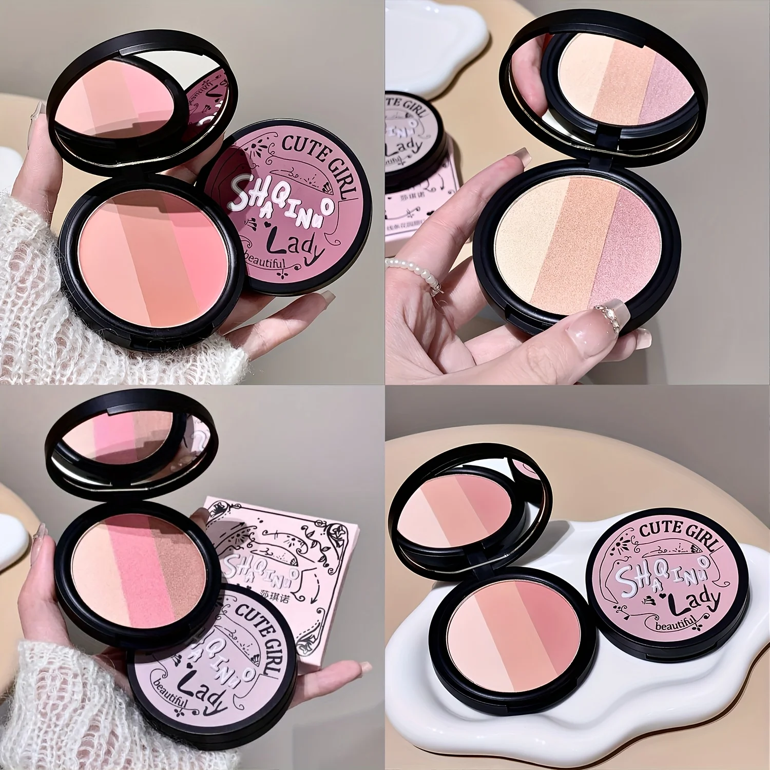 พาเลทไฮไลท์และคอนทัวร์เนื้อแมทสี่สี - เครื่องมือแต่งหน้าระดับมืออาชีพที่มีเฉดสีที่ผสมผสานได้เพื่อสร้างเอฟเฟกต์การซ้อนทับ