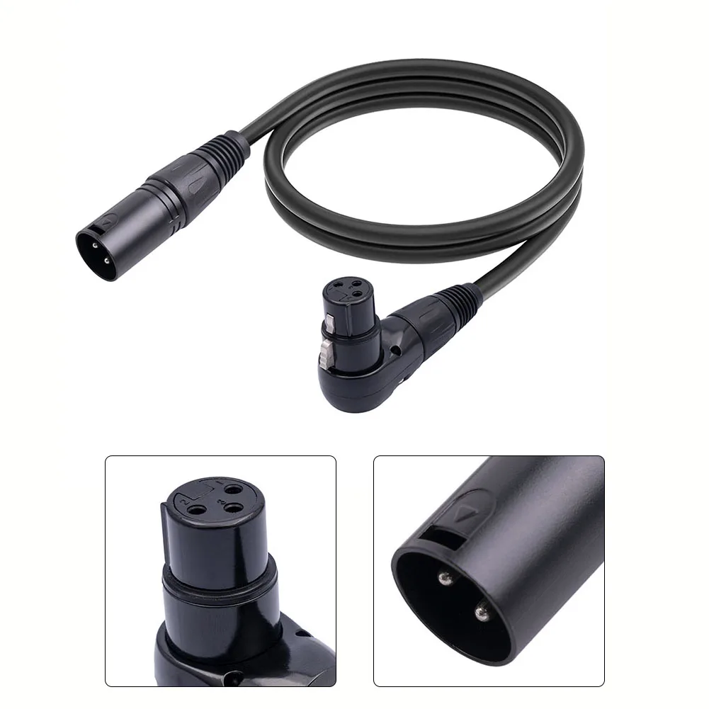 XLR Microphone Extension Cable 90 Degree Female to Straight Male Suitable for Stage Lighting Electric Piano Electric Drum